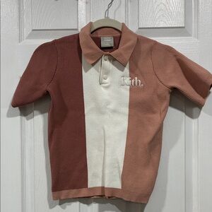 Kith Kids Polo Shirt in Brown and Cream